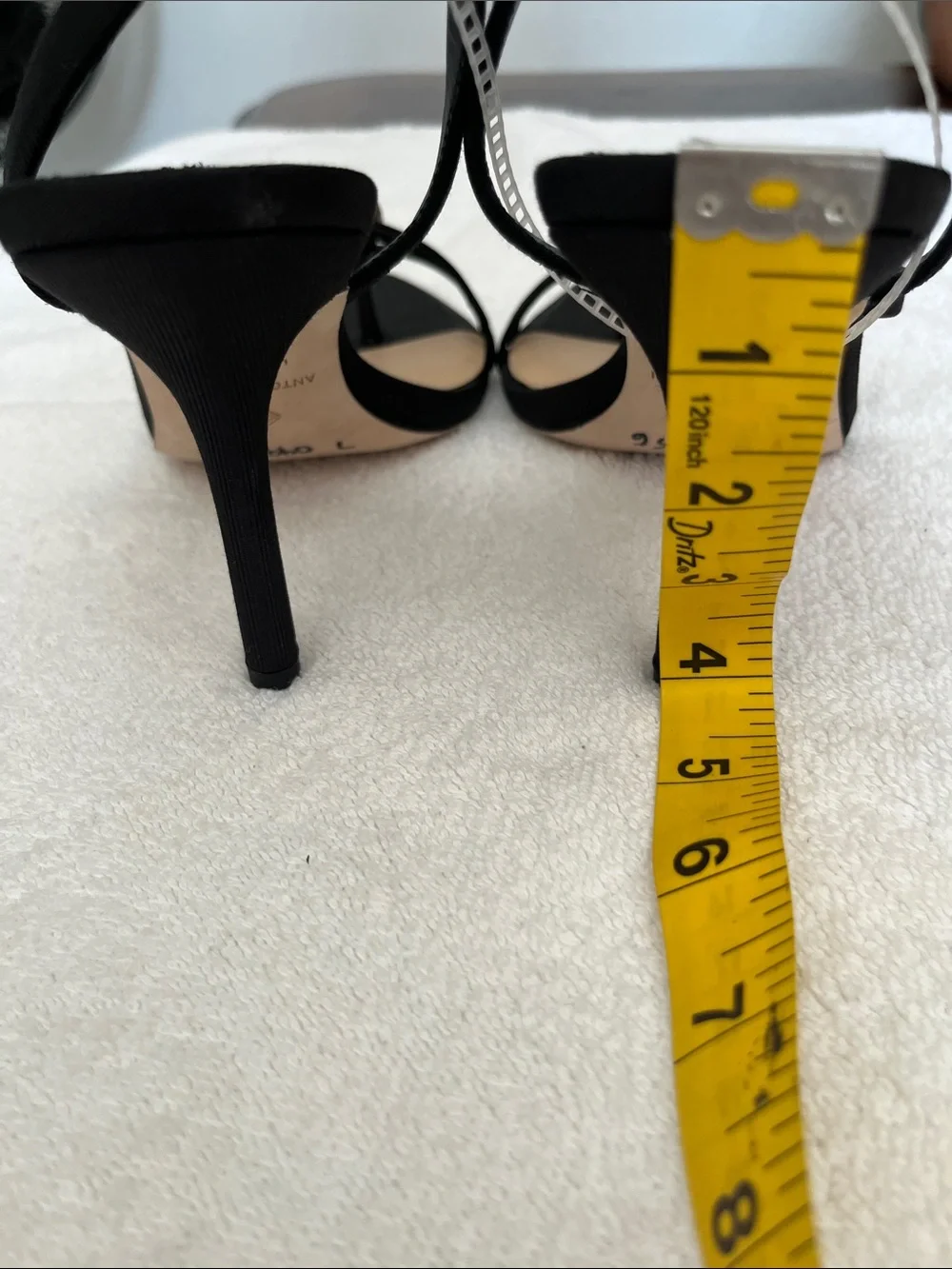 ANTONIO MELANI Black Strappy Slingback Heels with Decorative Bead